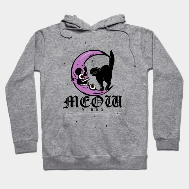 Meow Vibes Angry Black Cat Design Hoodie by Artisan